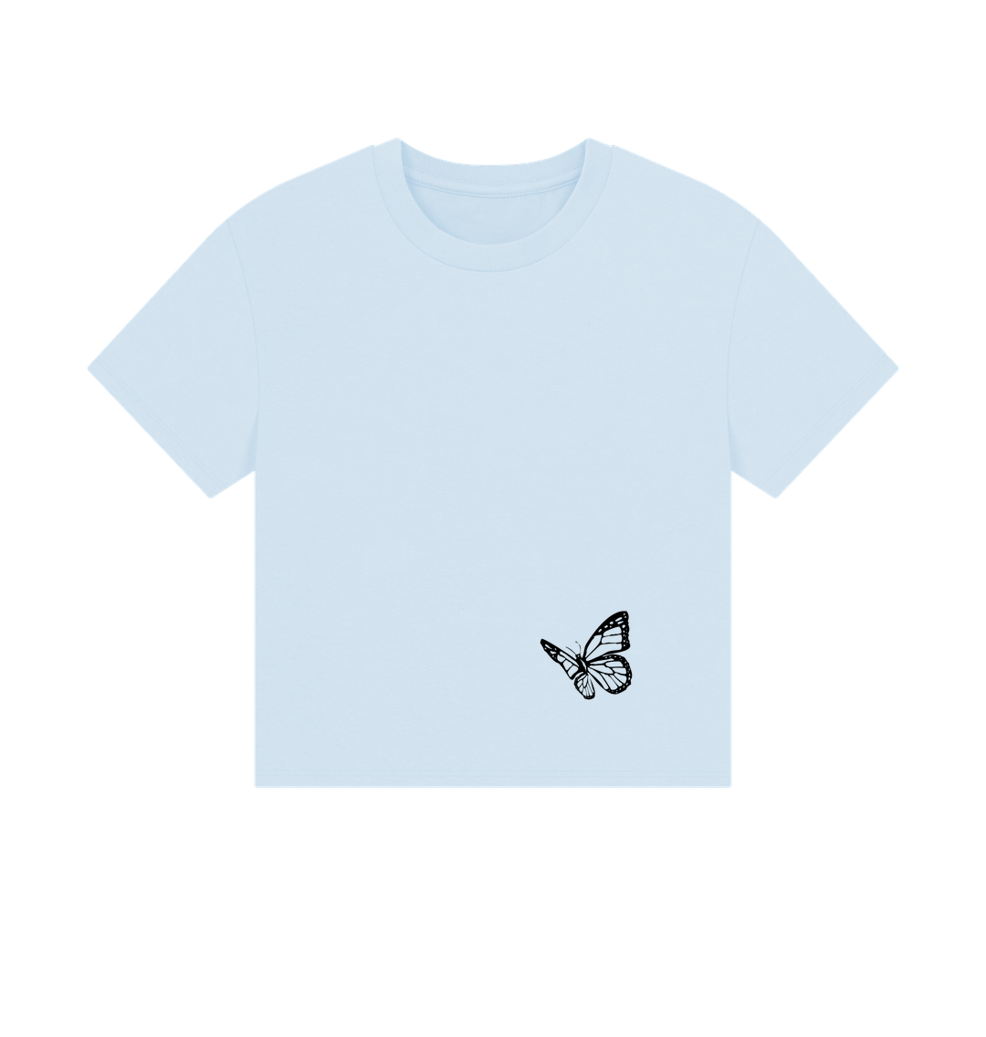 Sky Blue Black Butterfly Tee