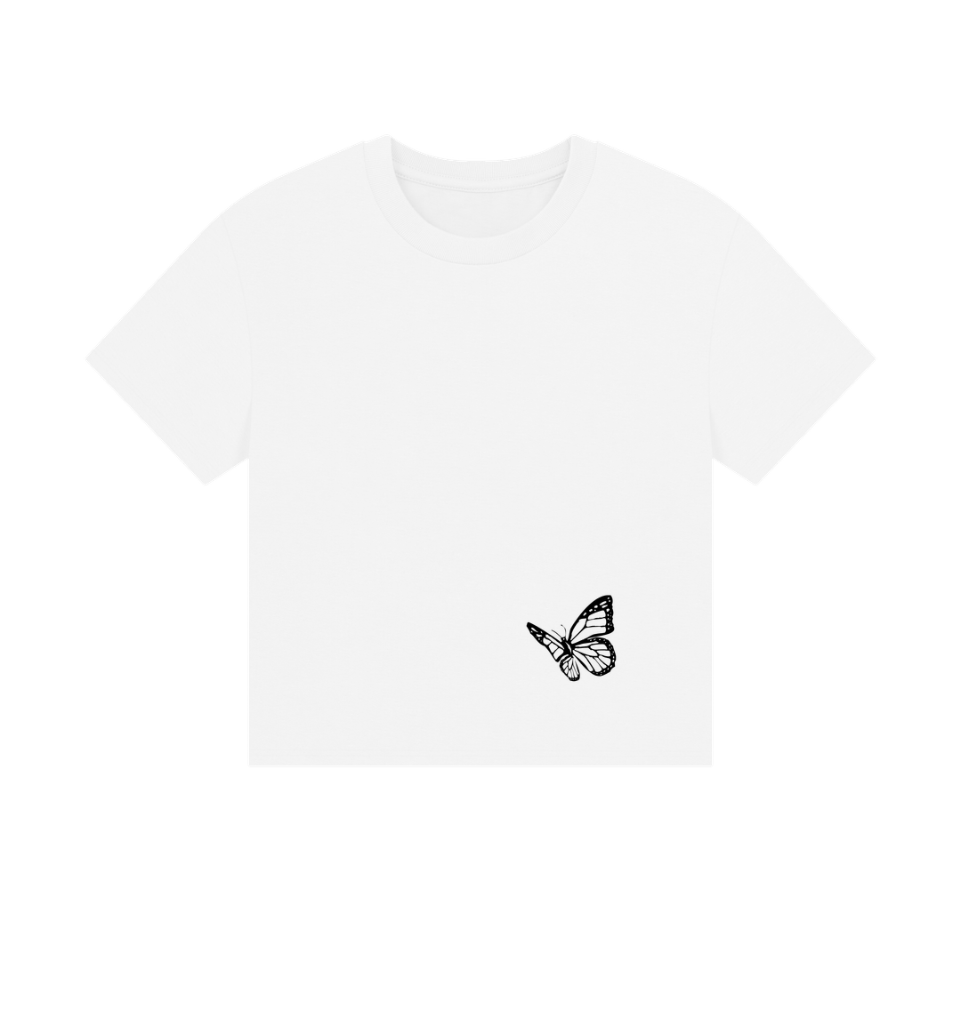 White Black Butterfly Tee